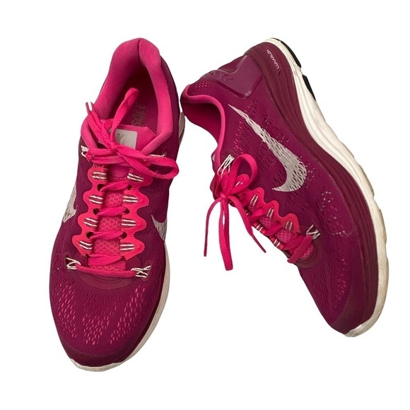 Nike Lunarglide 5 Running Shoes Mesh Raspberry Pink Sz 9.5 Preowned - Picture 11 of 13